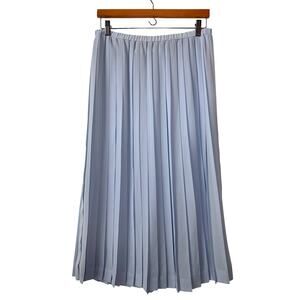 Vintage 80s Pleated Midi Skirt Size 10 Baby Blue Feminine Retro‎ Business Casual